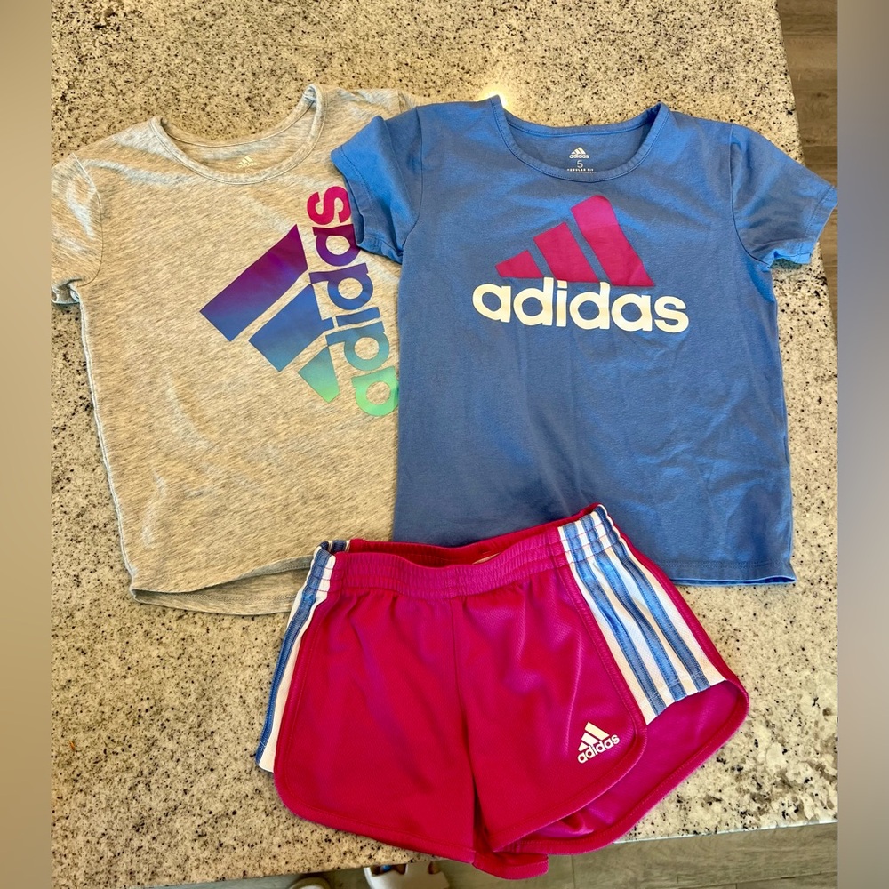 Adidas outfit matching set 3 piece set little girl size 5
